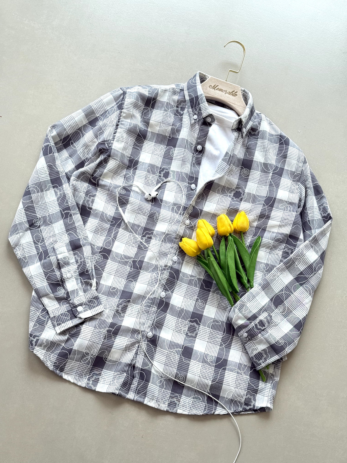 Embroidery Check Patern Shirt Premium